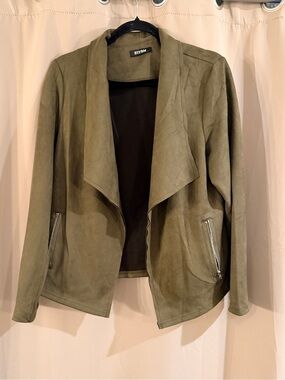 BTFBM Olive Draped Open-Front Jacket
